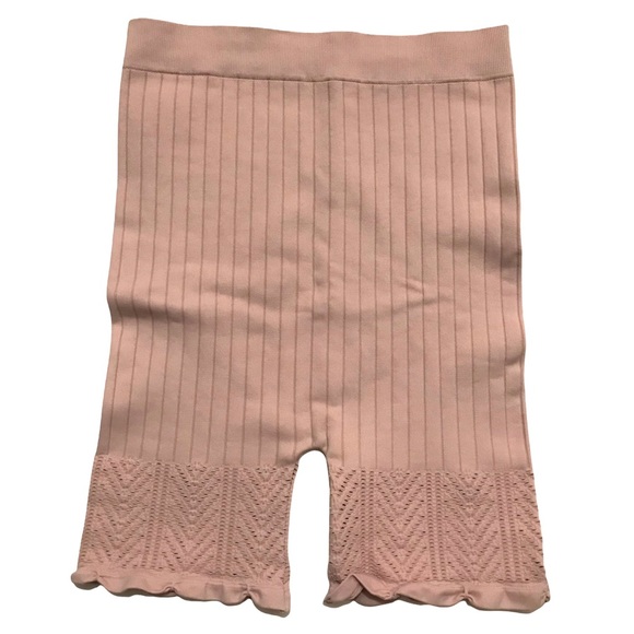 Free People Pants - Intimately Free People Pink Ruffle Shorts, Boho High Waisted Ribbed Size XS/S